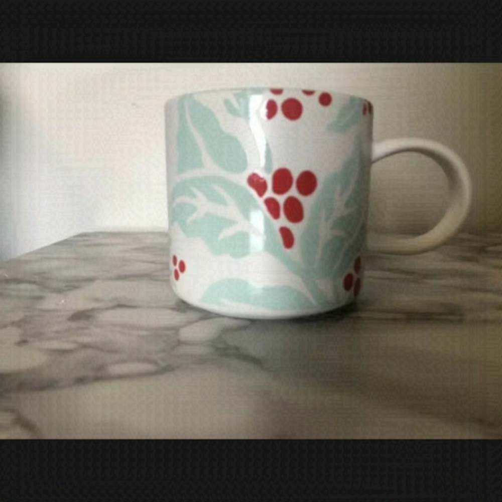 Starbucks 2018 Christmas Holly Berries Mug Matte 12 oz Coffee Cup Mint Green